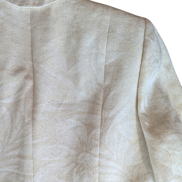 Nipon Boutique Designer ivory/gold Tonal Neutral  Linen Blend blazer NWT sz 10 - Picture 3 of 10